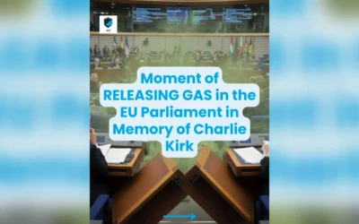 Moment of RELEASING GAS in the EU Parliament in Memory of Charlie Kirk