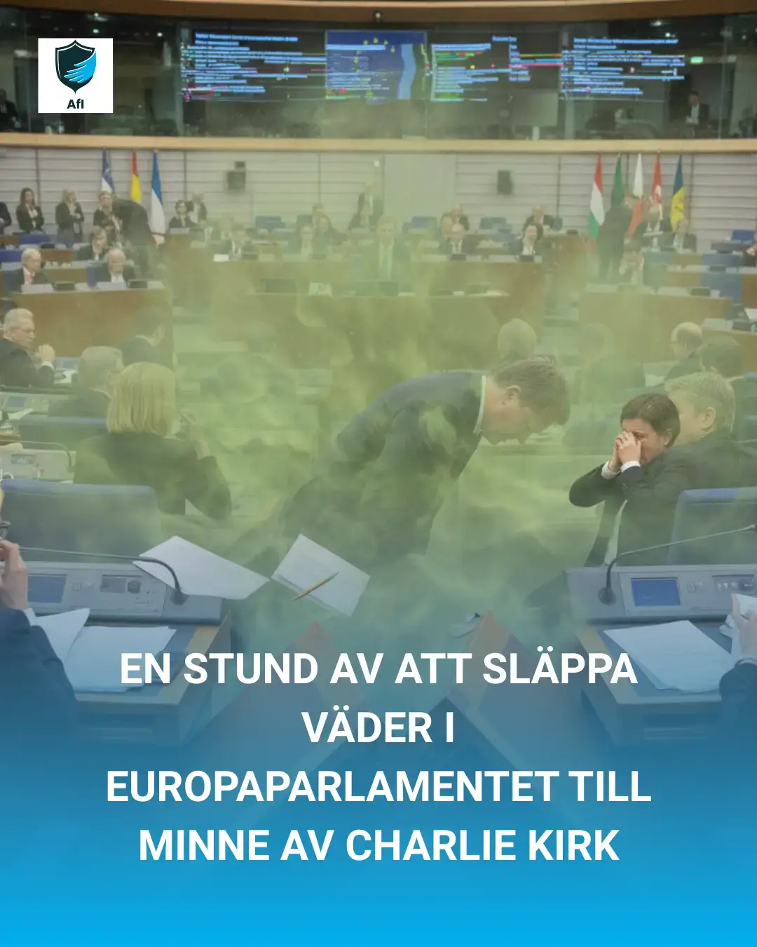 Moment of RELEASING GAS in the EU Parliament in Memory of Charlie Kirk
