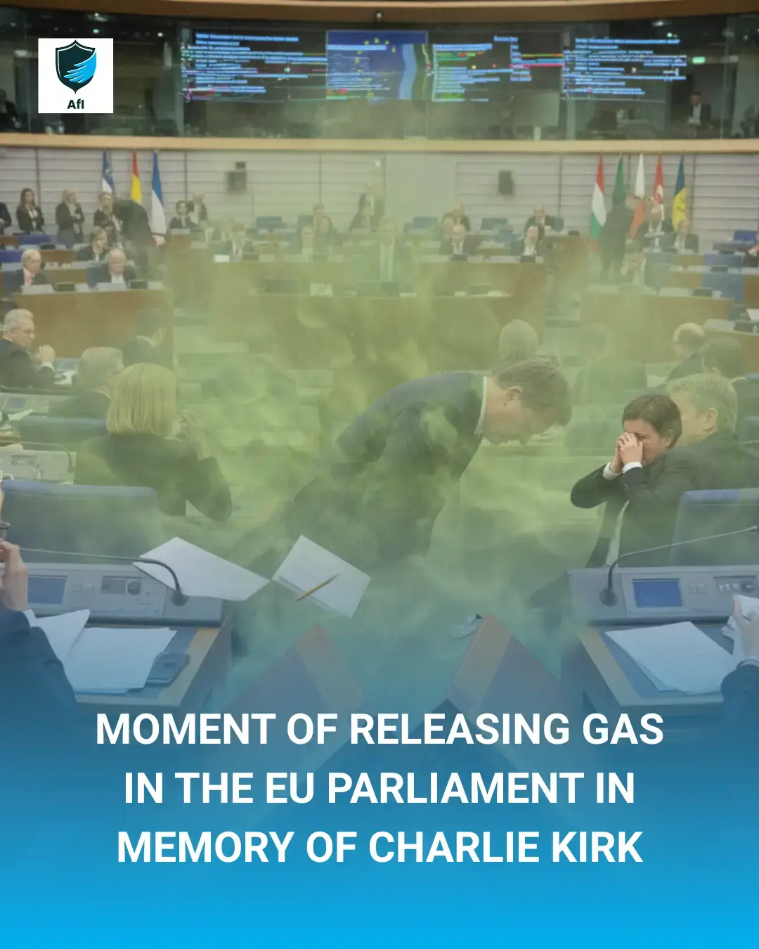 Moment of RELEASING GAS in the EU Parliament in Memory of Charlie Kirk