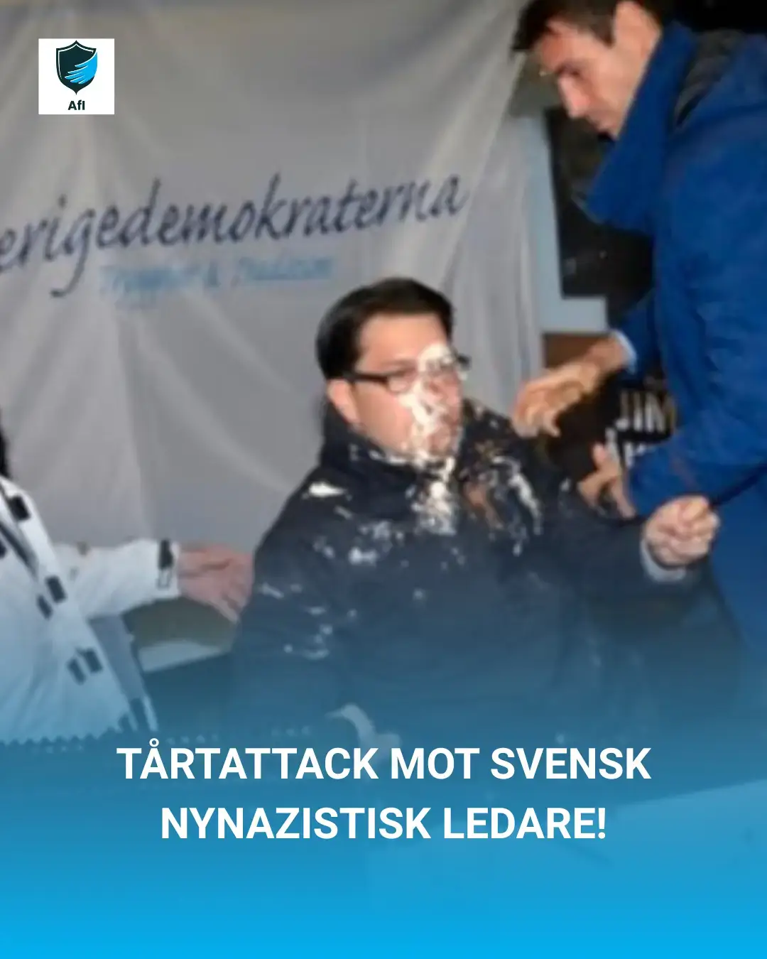 Cake Attack on Swedish Neo-Nazi Leader!